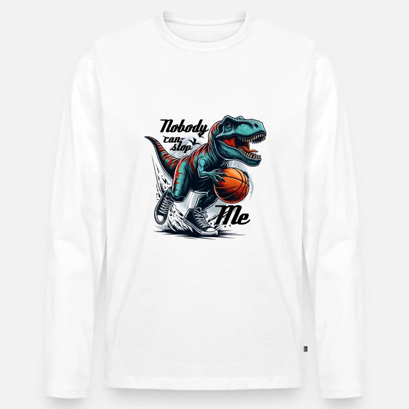 Basketball T-Rex Geschenk - Männer Premium Bio Langarmshirt - Weiß