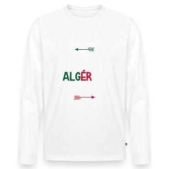 Algérien - Algérie - Homme - Cadeau - Chance - T-shirt manches longues Premium bio Homme - blanc - Devant - Nico (187cm)