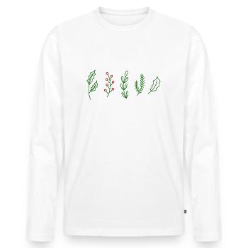 Vintage Winter Pflanzen Doodle - Männer Premium Bio Langarmshirt - Weiß - Vorne - Nico (187cm)
