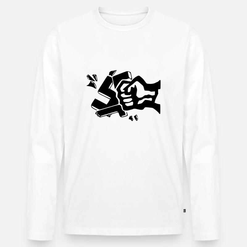 Gegen nazis faust - Männer Premium Bio Langarmshirt - Weiß