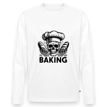 Old Man Baking Skull with Baker's Hat Baking Bread - Men's Premium Organic Long Sleeve Shirt - white - Front - Nico (187cm)