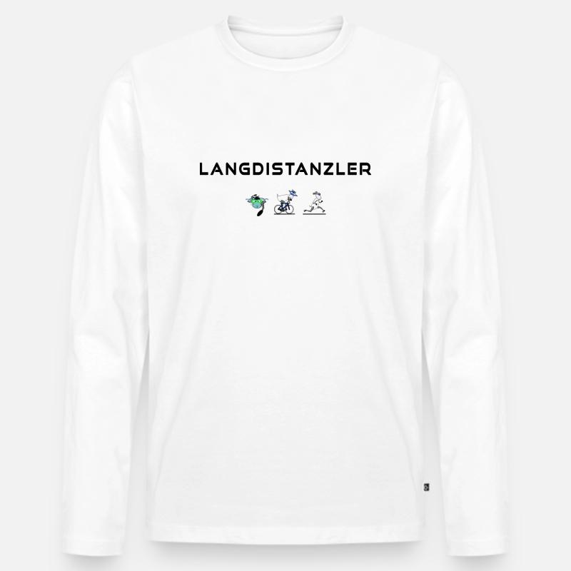 Triathlon Langdistanz - Männer Premium Bio Langarmshirt - Weiß
