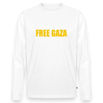 Free gaza - Men's Premium Organic Long Sleeve Shirt - white - Front - Nico (187cm)