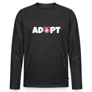 Adopter un chien - T-shirt manches longues Premium bio Homme - anthracite chiné - Devant - Nico (187cm)