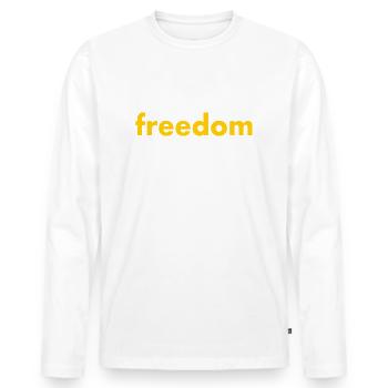 Freedom - Men's Premium Organic Long Sleeve Shirt - white - Front - Nico (187cm)