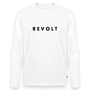 Revolt - Men's Premium Organic Long Sleeve Shirt - white - Front - Nico (187cm)