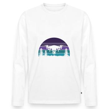 Drone Pilot - Men's Premium Organic Long Sleeve Shirt - white - Front - Nico (187cm)