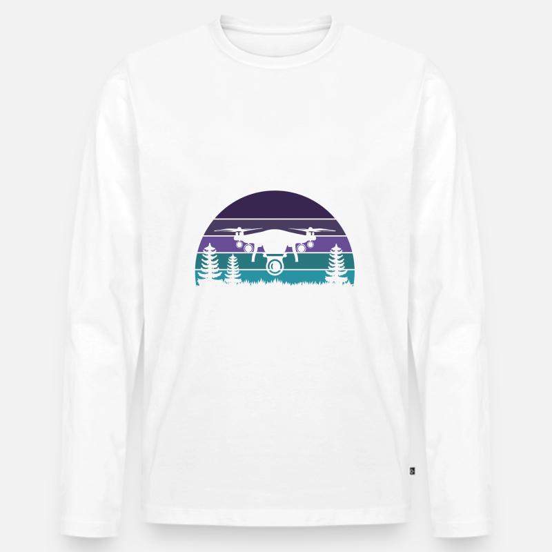 Drohnen-Pilot - Männer Premium Bio Langarmshirt - Weiß