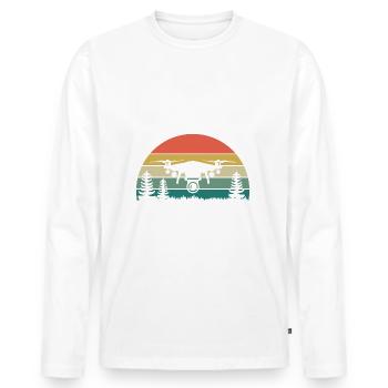 Drone Pilot - Men's Premium Organic Long Sleeve Shirt - white - Front - Nico (187cm)