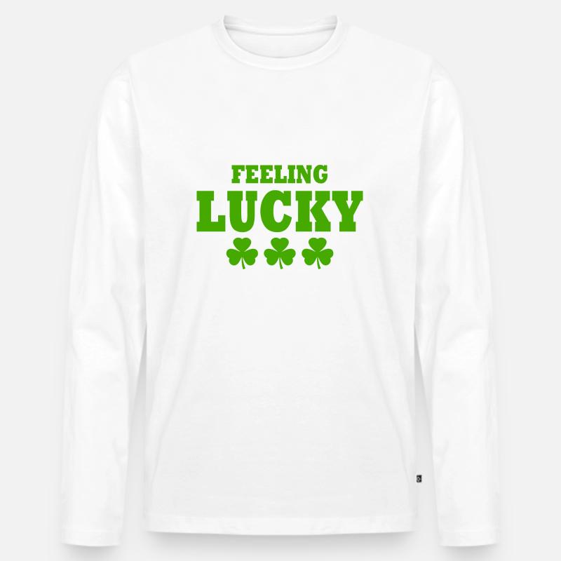 feeling lucky - Männer Premium Bio Langarmshirt - Weiß