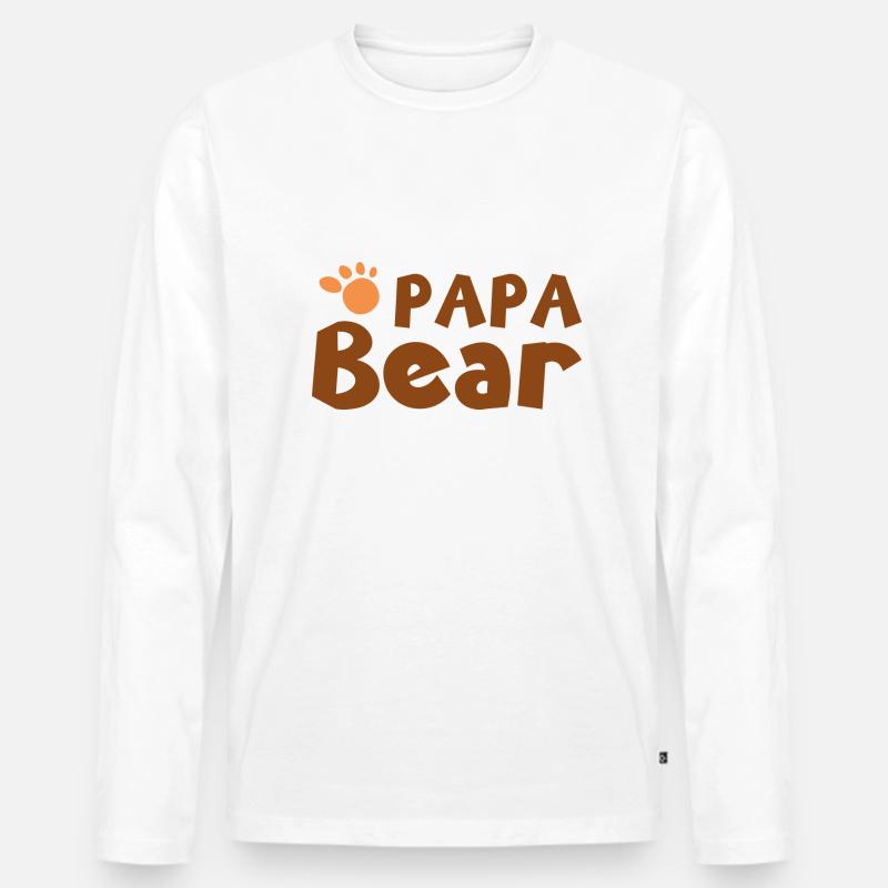 Papa Bear - Männer Premium Bio Langarmshirt - Weiß