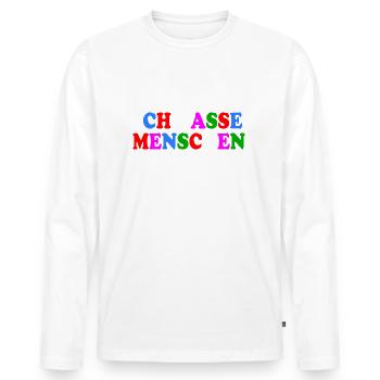 Ich hasse menschen - Männer Premium Bio Langarmshirt - Weiß - Vorne - Nico (187cm)