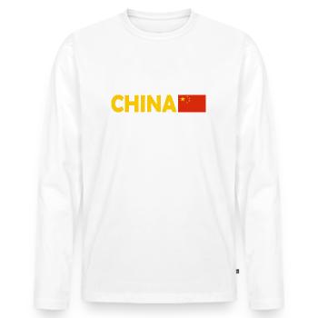 China - Men's Premium Organic Long Sleeve Shirt - white - Front - Nico (187cm)
