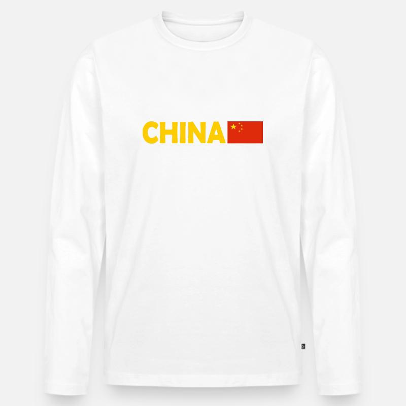 China - Männer Premium Bio Langarmshirt - Weiß