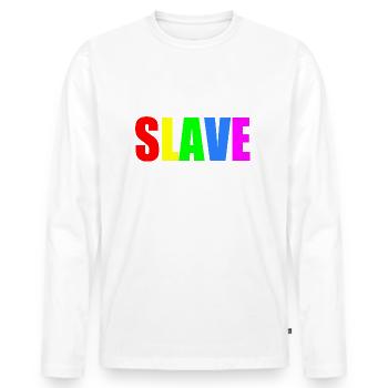 Slave - Men's Premium Organic Long Sleeve Shirt - white - Front - Nico (187cm)