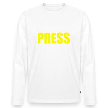 Press - T-shirt manches longues Premium bio Homme - blanc - Devant - Nico (187cm)