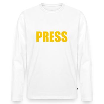 Presse - T-shirt manches longues Premium bio Homme - blanc - Devant - Nico (187cm)