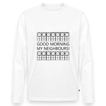 Good Morning My Neighbours - Men's Premium Organic Long Sleeve Shirt - white - Front - Nico (187cm)