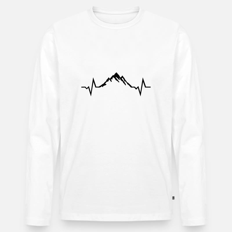 Berg Herzschlag, Berge Puls - Männer Premium Bio Langarmshirt - Weiß