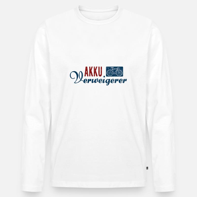 Akkuverweigerer Radsport - Echte Biker - Männer Premium Bio Langarmshirt - Weiß