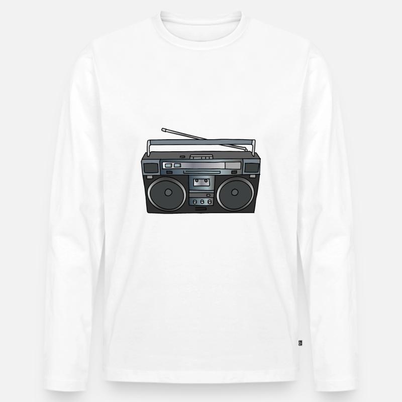 Ghettoblaster - Männer Premium Bio Langarmshirt - Weiß