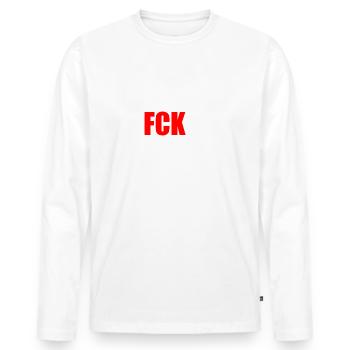 Fck nzs - Männer Premium Bio Langarmshirt - Weiß - Vorne - Nico (187cm)