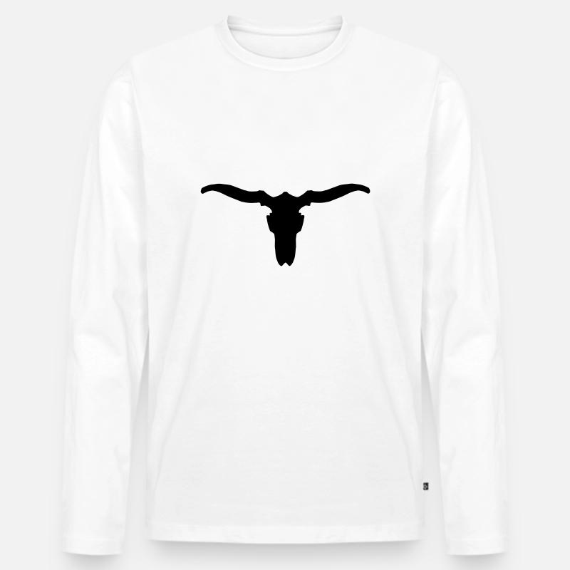 Tierschädel mit Hörnern - Männer Premium Bio Langarmshirt - Weiß