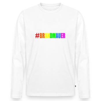 brandmauer - Männer Premium Bio Langarmshirt - Weiß - Vorne - Nico (187cm)