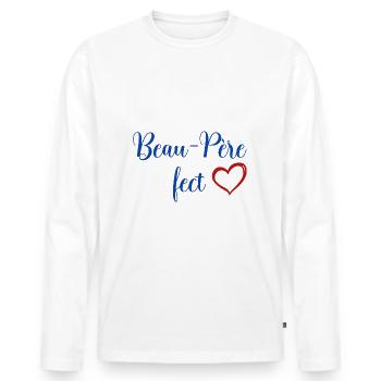 Beau-pere fect le meilleur ! - T-shirt manches longues Premium bio Homme - blanc - Devant - Nico (187cm)