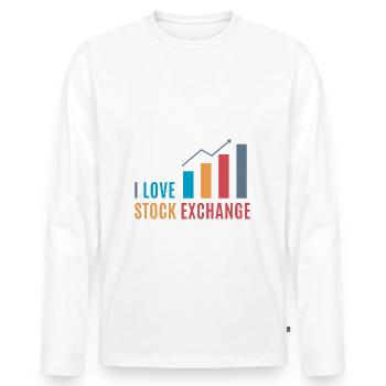 Börse / Wall Street - I love Stock Exchange - Men's Premium Organic Long Sleeve Shirt - white - Front - Nico (187cm)