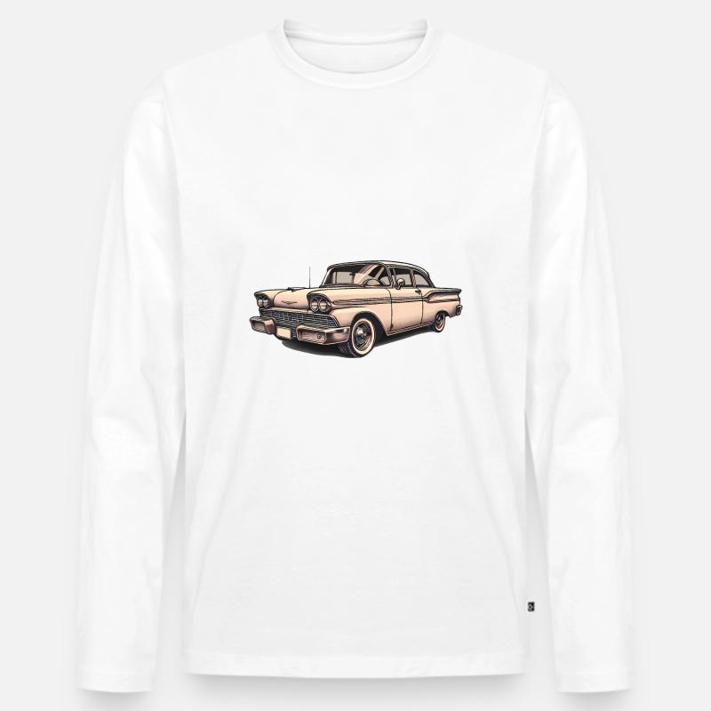 Oldtimer Oldtimer Illustration - Männer Premium Bio Langarmshirt - Weiß