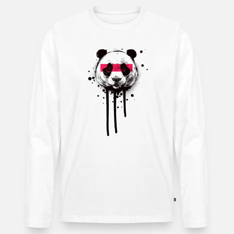 Großer Panda | Pandabär - Männer Premium Bio Langarmshirt - Weiß