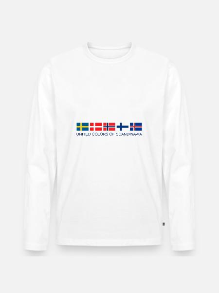 United Colors Of Scandinavia | Scandinavia flag - Premium økologisk langærmet T-shirt til mænd - hvid