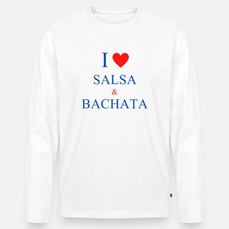 Ich liebe Salsa und Bachata - Männer Premium Bio Langarmshirt - Weiß