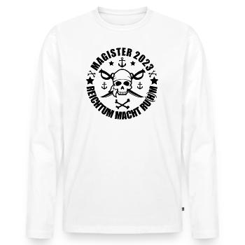 Magister 2023 Piraten Design - Männer Premium Bio Langarmshirt - Weiß - Vorne - Nico (187cm)