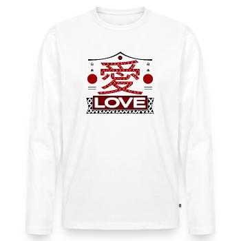 Japan Love Kanji black - T-shirt manches longues Premium bio Homme - blanc - Devant - Nico (187cm)