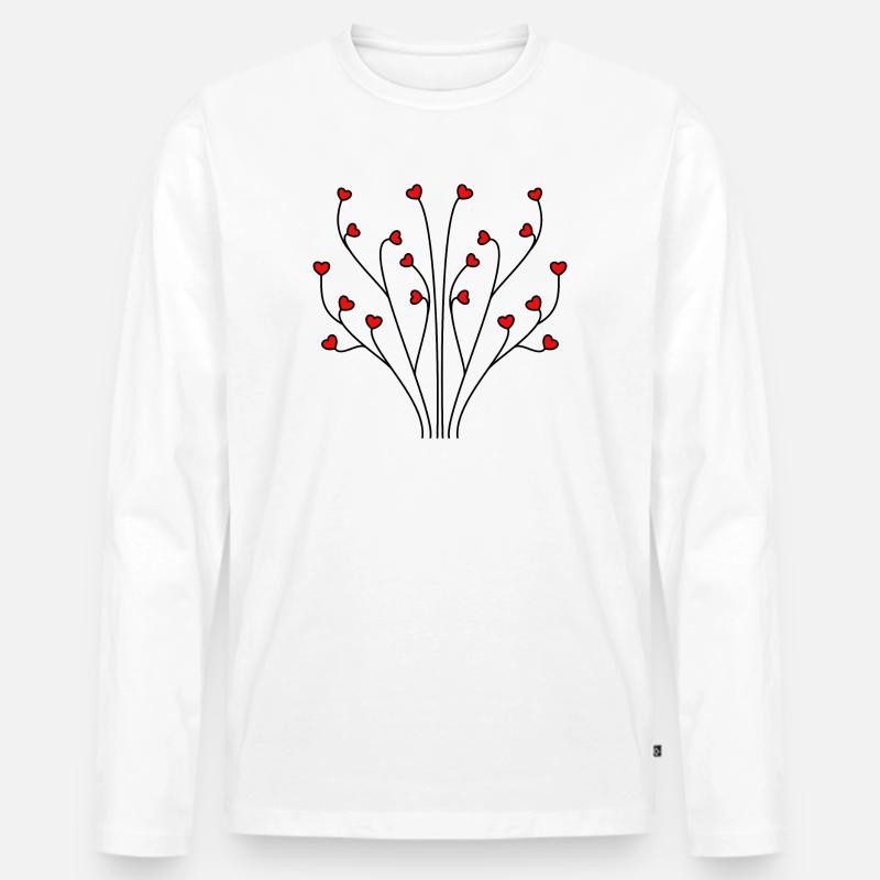 Herzbaum schwarz - Männer Premium Bio Langarmshirt - Weiß