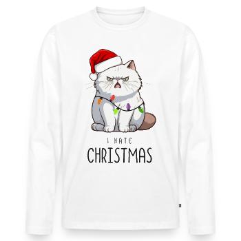 Hate Christmas Kitty - Men's Premium Organic Long Sleeve Shirt - white - Front - Nico (187cm)