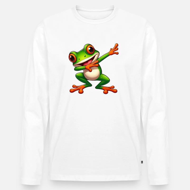 Cool Frog Dabbing Toad Style - Men's Premium Organic Long Sleeve Shirt - white