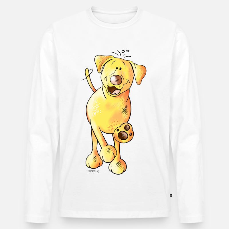 Fröhlicher Labrador - Männer Premium Bio Langarmshirt - Weiß