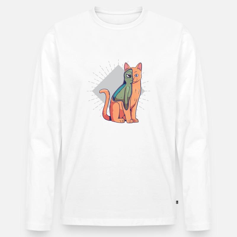 Gatto alieno - Maglia a manica lunga ecologica premium da uomo - bianco