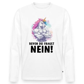 Licorne Licorne magique avant de demander non - T-shirt manches longues Premium bio Homme - blanc - Devant - Nico (187cm)