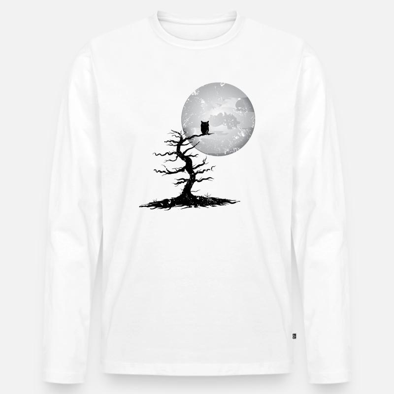 Eule - Männer Premium Bio Langarmshirt - Weiß
