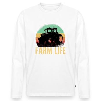 Tracteurs drôles camionneur ranch ranch trucker - T-shirt manches longues Premium bio Homme - blanc - Devant - Nico (187cm)