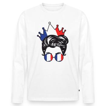 French Girl France Girl French France Women - Men's Premium Organic Long Sleeve Shirt - white - Front - Nico (187cm)