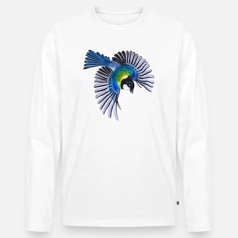 Kohlmeise - Männer Premium Bio Langarmshirt - Weiß