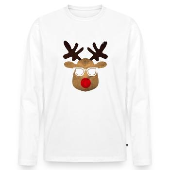 Ugly Xmas Cooles Rehntier Noël - T-shirt manches longues Premium bio Homme - blanc - Devant - Nico (187cm)