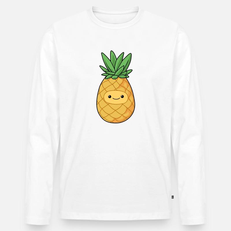 Comic Ananas Pineapple - Männer Premium Bio Langarmshirt - Weiß