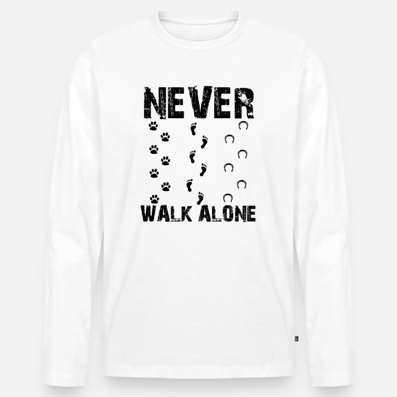 Never Walk Alone - Männer Premium Bio Langarmshirt - Weiß