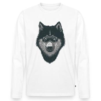 Wolf - Männer Premium Bio Langarmshirt - Weiß - Vorne - Nico (187cm)